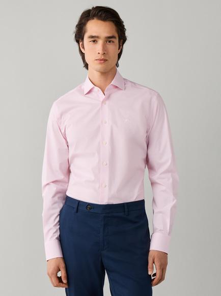 Hackett London Cotton Rich Tailored Fit Bengal Stripe Shirt, Petal Pink