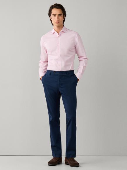 Hackett London Cotton Rich Tailored Fit Bengal Stripe Shirt - view 2, Petal Pink