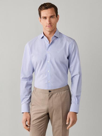 Hackett London Cotton Rich Tailored Fit Bengal Stripe Shirt, Navy