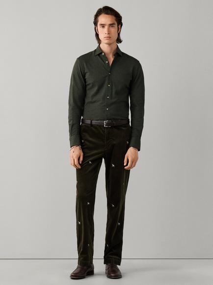 Hackett London Cotton Cutaway Collar Tailored Fit Shirt - view 2, Hunter Green