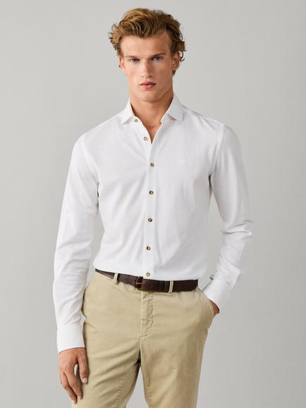 Hackett London Cotton Cutaway Collar Tailored Fit Shirt, Optic White