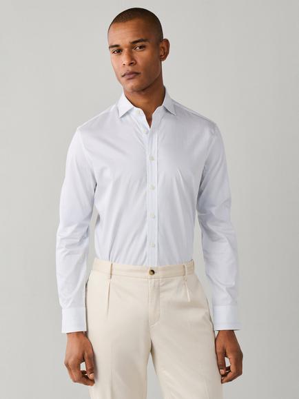 Hackett London Textured Cotton Tailored Fit Stripe Shirt, Summer Blue, Summer Blue