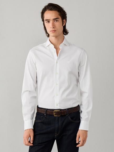 Hackett London Woven Cotton Tailored Fit Shirt, Optic White