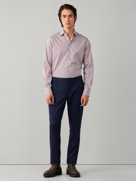 Hackett London Cotton Regular Fit Stripe Shirt, Oxblood Red - view 2, Oxblood Red