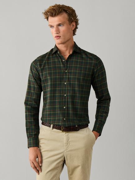 Hackett London Forest Tattersall Cotton Tailored Fit Check Shirt, Hunter Green, Hunter Green