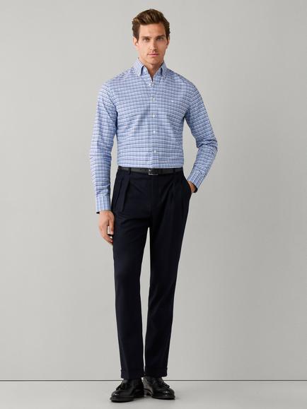 Hackett London Cotton Tailored Fit Gingham Shirt - view 2, Soho Blue