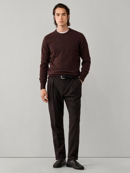 Hackett London Wool Crew Neck Jumper - view 2, Ebony Brown