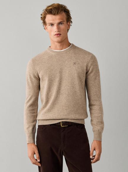 Hackett London Wool Crew Neck Jumper, Cream White