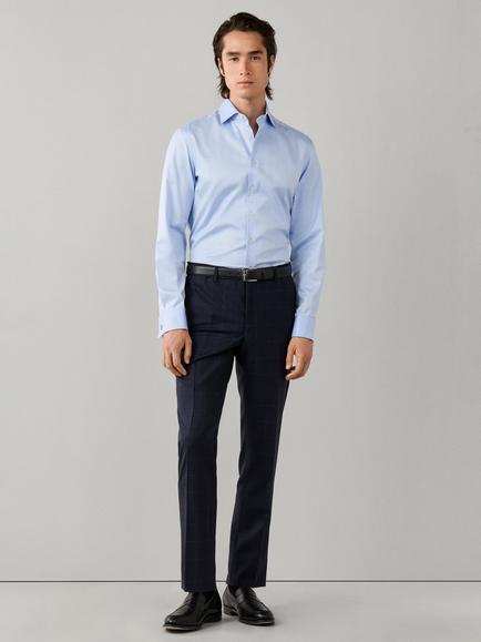 Hackett London Tailored Fit Cotton Herringbone Shirt - view 2, Light Blue