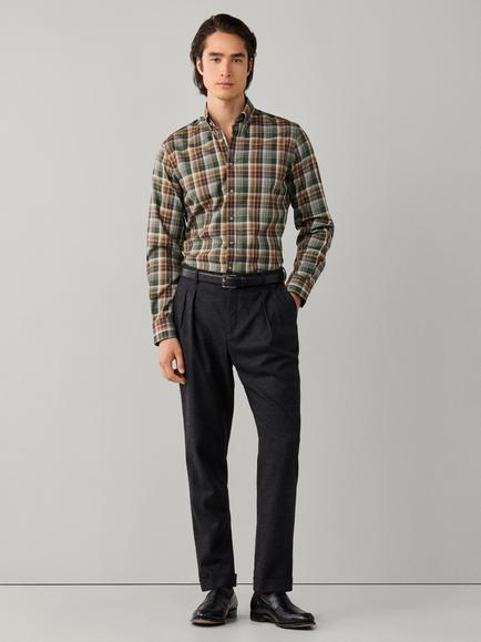 Hackett London Country Plaid Check Cotton Regular Fit Shirt, Olive Green - view 2, Olive Green