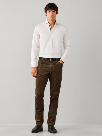 Hackett London Flannel Tape Cotton Regular Fit Shirt - view 2, Off White