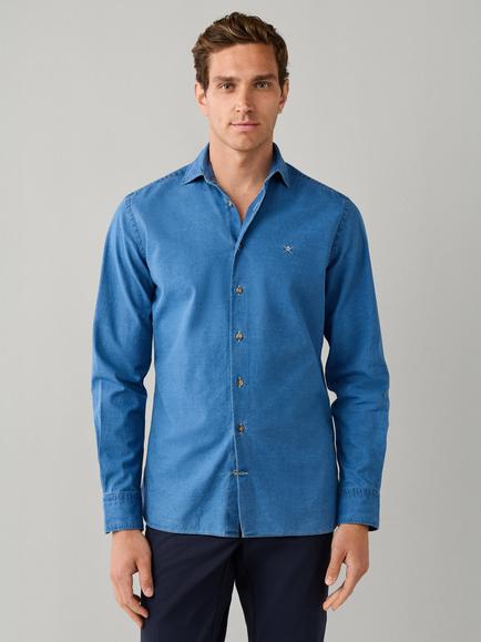 Hackett London Essential Mid Denim Shirt, Blue, Denim Blue