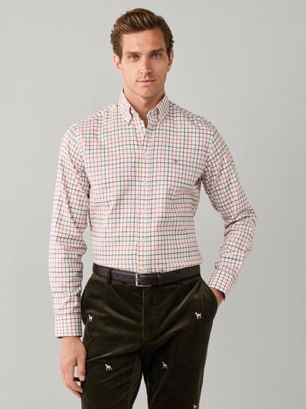 Hackett London Wide Tattersall Cotton Tailored Fit Check Shirt, Multi, Multi