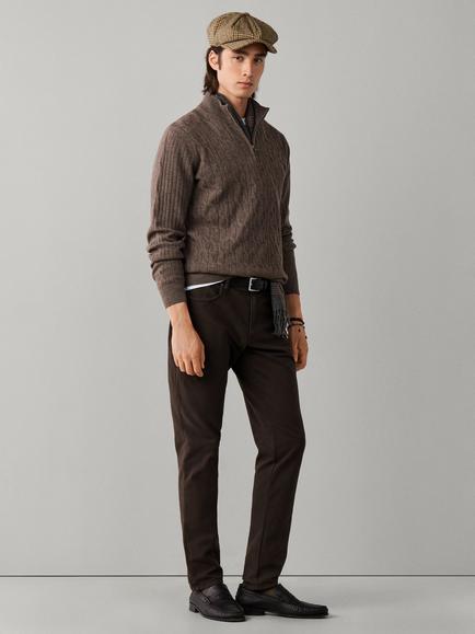 Hackett London Trinity Cotton Rich Trousers - view 2, Ebony Brown