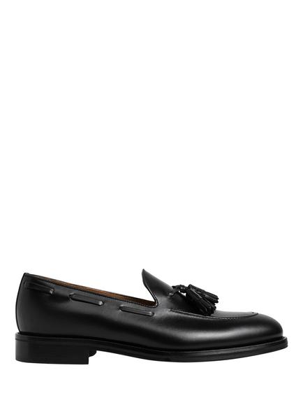 Hackett London Mayfair Crust Leather Loafers, Black, Black