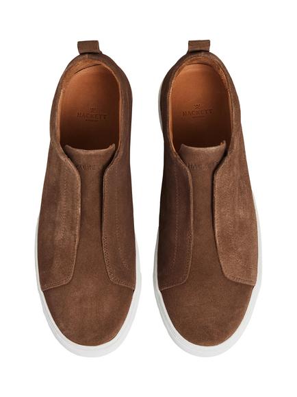 Hackett London Vision Pebble Suede Slip On Trainers, Nut Brown - view 2, Nut Brown