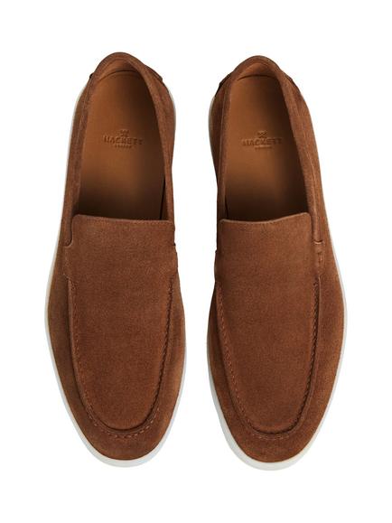 Hackett London Martin Plain Suede Loafers - view 2, Sculpture Orange