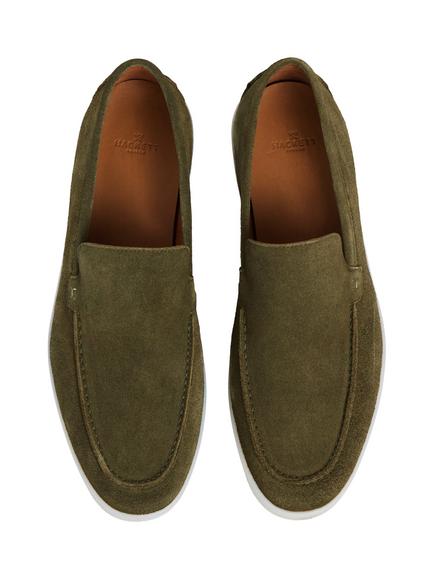 Hackett London Martin Plain Suede Loafers - view 2, Hunter Green