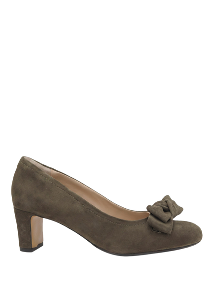 Jones Bootmaker Zelda Leather Bow Detail Court Shoes, Olive, Olive