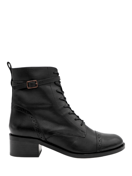 Jones Bootmaker Madie Wide Fit Leather Lace Up Ankle Boots, Black, Black