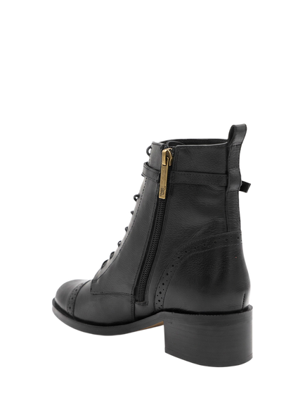 Jones Bootmaker Madie Wide Fit Leather Lace Up Ankle Boots, Black - view 2, Black
