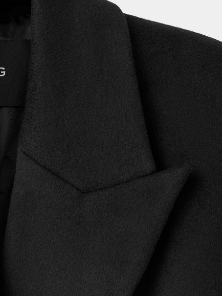 Mango Wool Blend Belted Coat, Black - view 2, Black