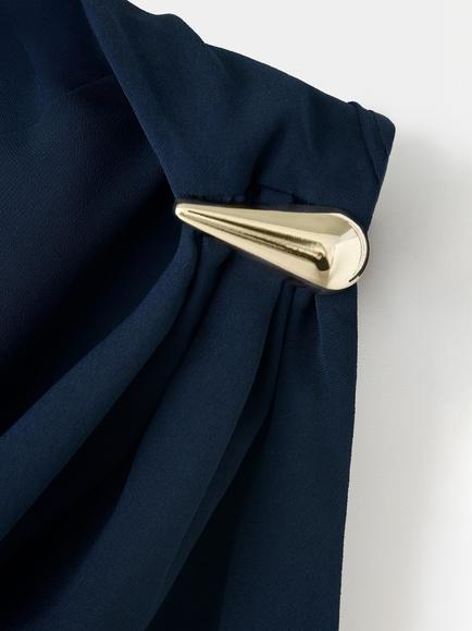 Mango Draped Asymmetric Sleeveless Maxi Dress, Marine - view 2, Marine