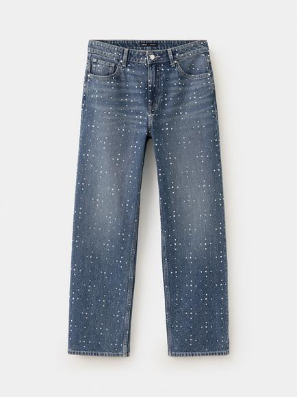 Mango High Waisted Straight Cut Jeans, Navy, Navy