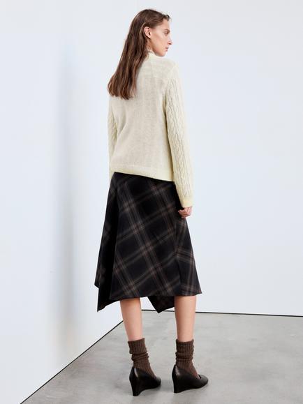 Mango Fine Cable Knit Polo Jumper - view 2, Vanilla