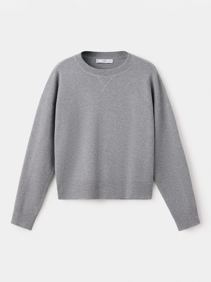 Mango Crew Neck Knit Jumper, Grey, Grey