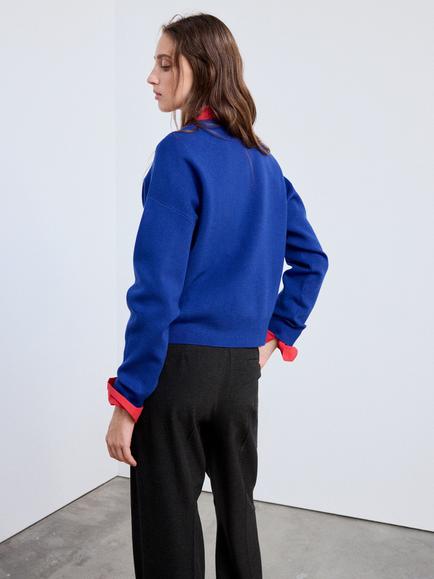Mango Crew Neck Knit Sweatshirt, Electric Blue - view 2, Electric Blue