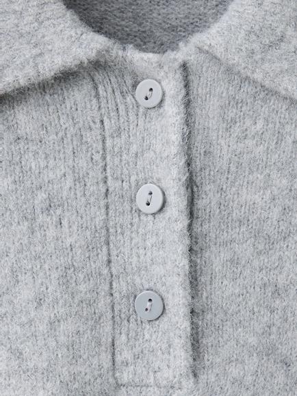 Mango Long Sleeve Polo Collar Jumper, Grey - view 2, Grey