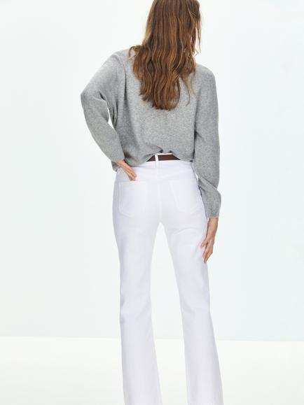 Mango Relaxed Crew Neck Knit Jumper, Grey - view 2, Grey