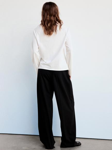 Mango Pure Cotton Long Sleeve T-Shirt - view 2, White