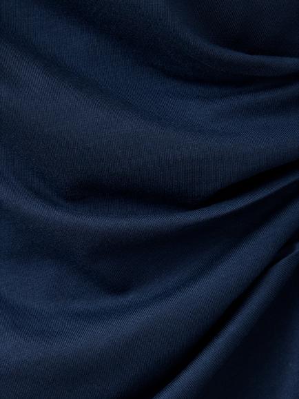 Mango Boat Neck Draped Long Sleeve Top, Navy - view 2, Navy