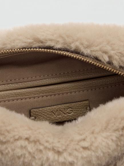 Mango Faux Fur Shoulder Bag, Beige - view 2, Beige