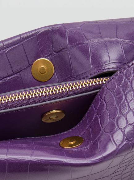 Mango  Patent Crocodile Effect Shoulder Bag - view 2, Plum
