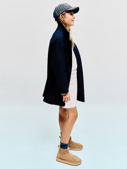 Mango Kids' Smart High Collar Coat, Navy - view 2, Navy