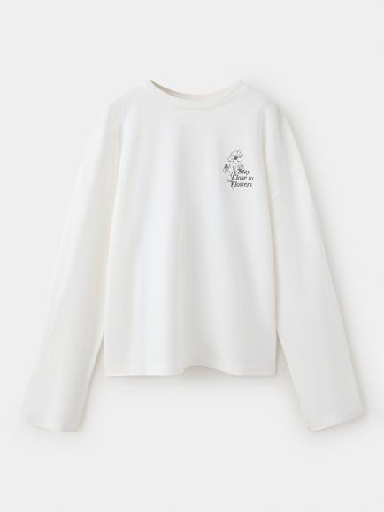 Mango Kids' Long Sleeve Floral Graphic T-Shirt, Raw, Raw