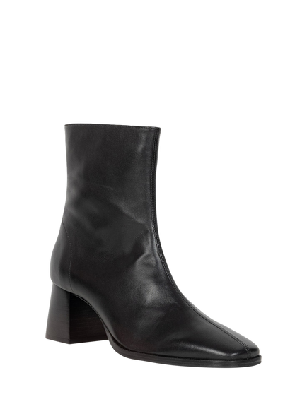Bobbies Marlie Leather Block Heel Ankle Boots - view 2, Passion Black