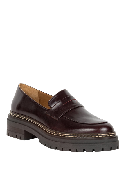 Bobbies Amalia Leather Loafers, Cabernet - view 2, Cabernet