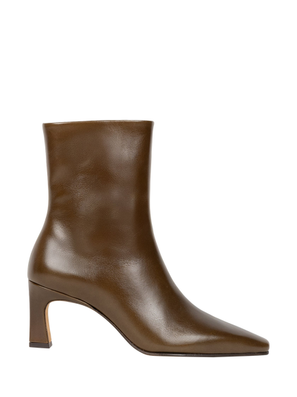 Bobbies Émilie Leather Block Heel Ankle Boots, Olive Brown