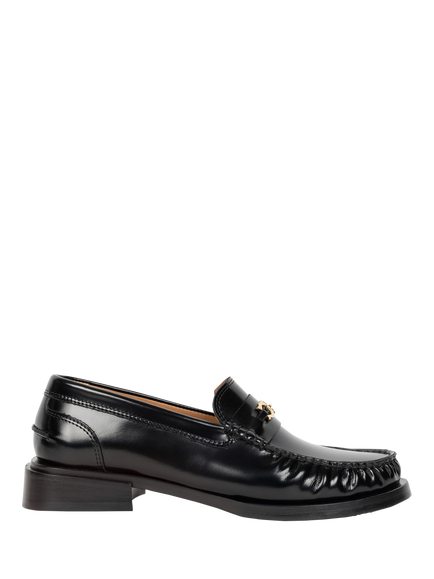 Bobbies Nicky Glazed Leather Horsebit Loafers, Black Siyah, Black Siyah