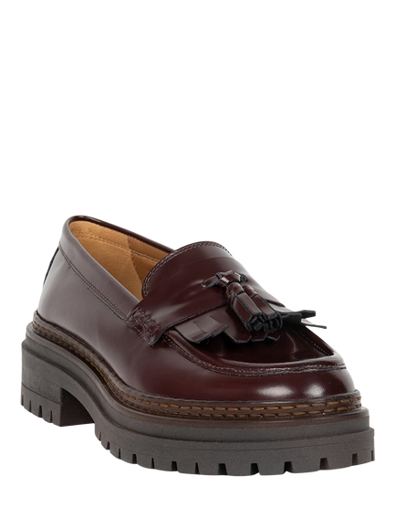 Bobbies Deniz Glazed Leather Loafers, Burgundy - view 2, Burgundy