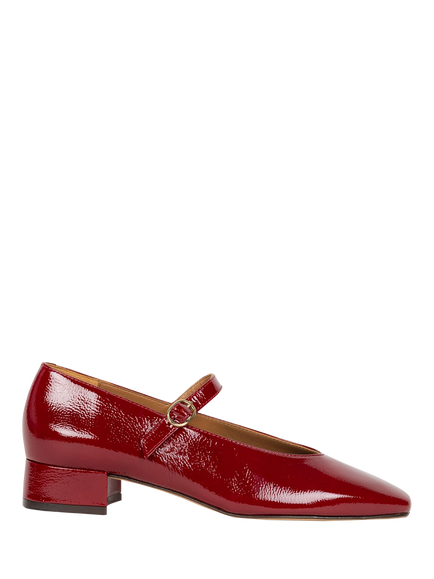 Bobbies Arel Crumpled Patent Leather Block Heel Mary Janes, Cherry Gloss