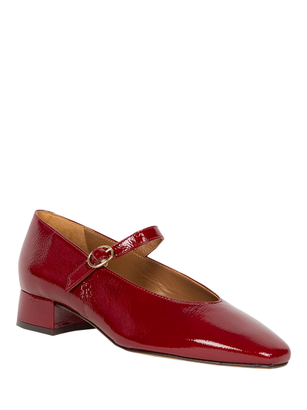 Bobbies Arel Crumpled Patent Leather Block Heel Mary Janes - view 2, Cherry Gloss