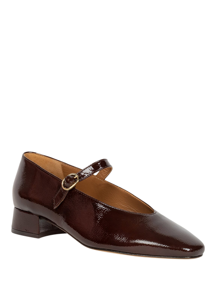 Bobbies Arel Crumpled Patent Leather Block Heel Mary Janes - view 2, Ganache