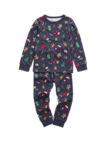 MORI Kids' Long Sleeve Christmas Fair Isle Pyjama Set, Blue Multi, Blue Multi