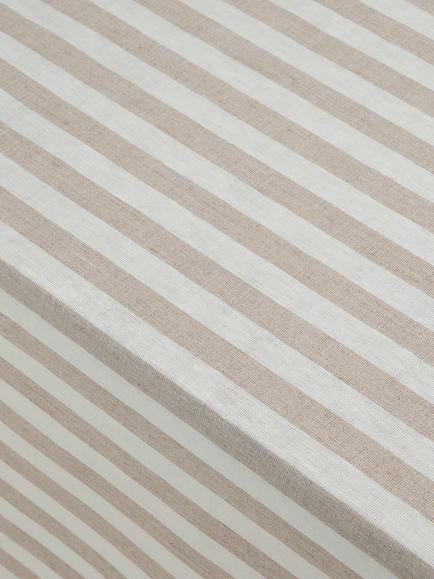 Piglet in Bed Pembroke Stripe Linen-Cotton Tablecloth, Oatmeal - view 2, Oatmeal