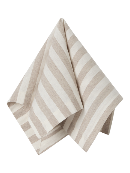 Piglet in Bed Pembroke Stripe Cotton Linen Blend Napkins, Set of 4, Oatmeal - view 2, Oatmeal